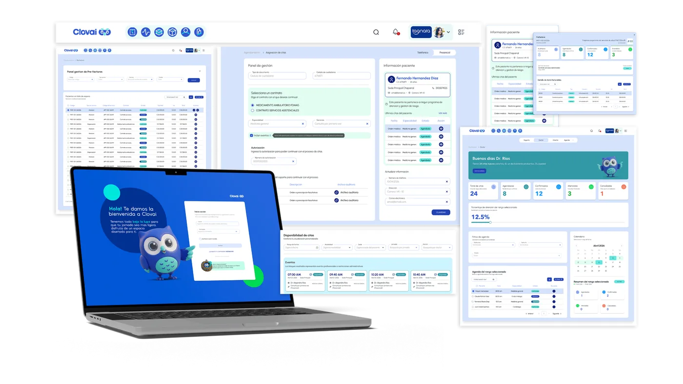 Plataforma Clovai — panel, agenda, facturación e inventarios integrados